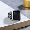 Punk Rock Tytan Stal Klonowy Liście Kwadratowe Kamienne Pierścienie Mężczyźni Sygnet Pierścień Retro Biżuteria Drop Shipping Rozmiar 7-13