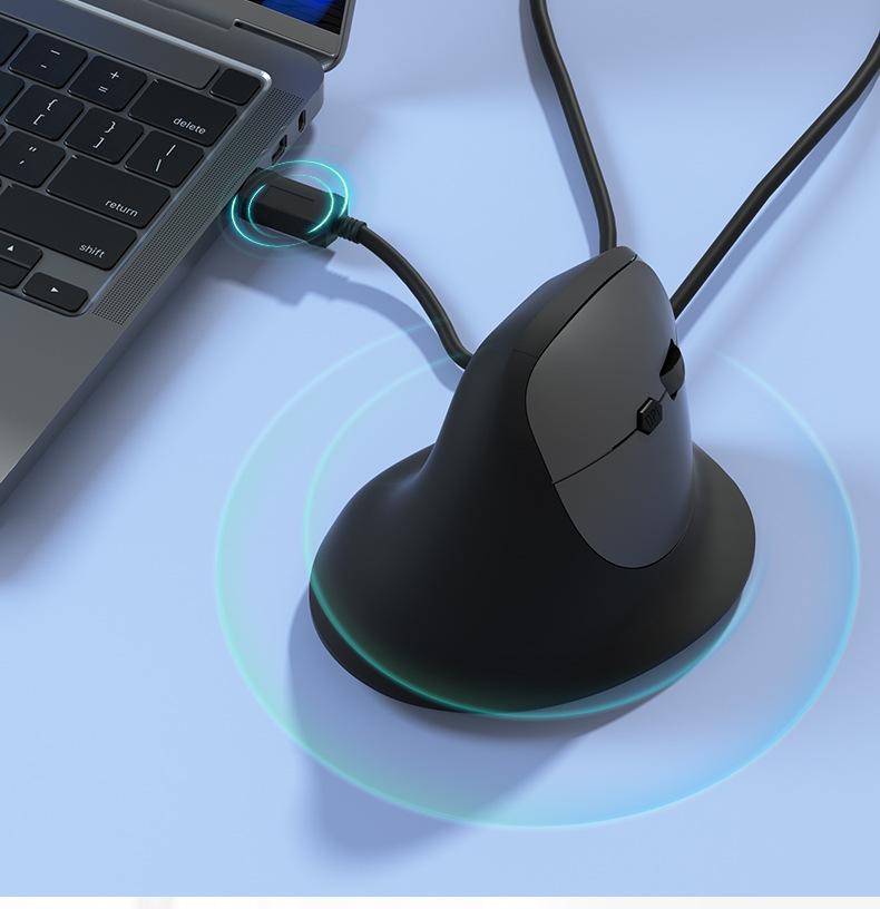 Ergonomic Wired Vertical Mouse with 6 Buttons for Office and Gaming