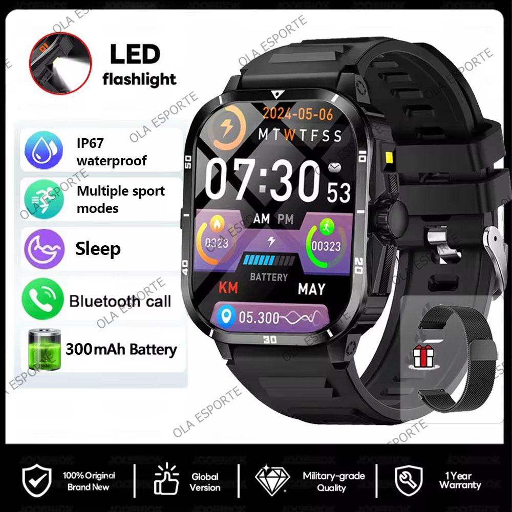 New Smartwatch Bluetooth Calling, Message Alerts, Alarm Clock, Outdoor LED Flashlight, Multi-Sport Mode Smart Watch Men Women