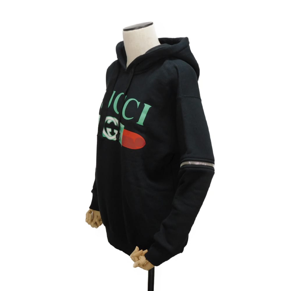 Used 9539 Logo Lipstick Hoodie 743404 XJFIX 1082 7846 XXS Zippered Short Sleeve 2-Way Interlocking G Cotton Black