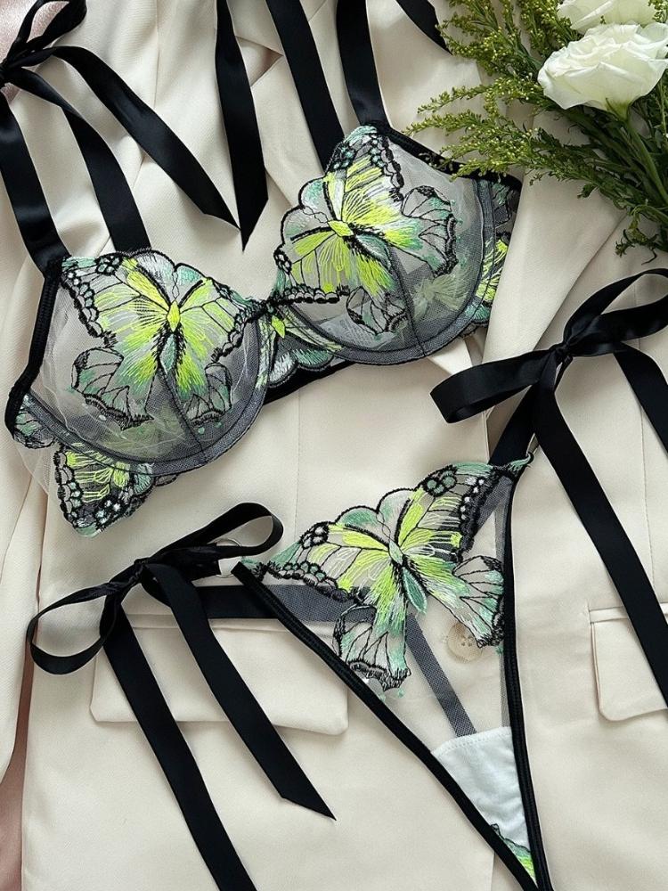 Sexy Lingerie Set Push Up Lace Garter Lingerie Set with Choker Women Intimates Underwire Bra and Thongs Ladies Underwear Set