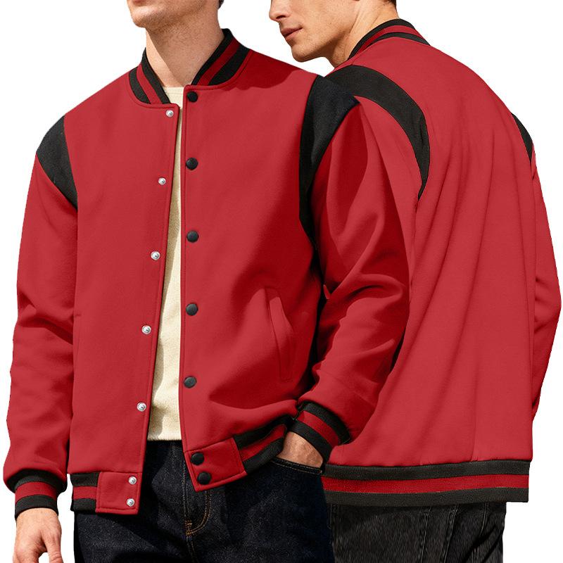 

Мужская верхняя одежда в американском стиле, новинка осенне-зимнего сезона, бейсбольная куртка, повседневный модный кардиган с пэчворком, на флисовой подкладке - L S