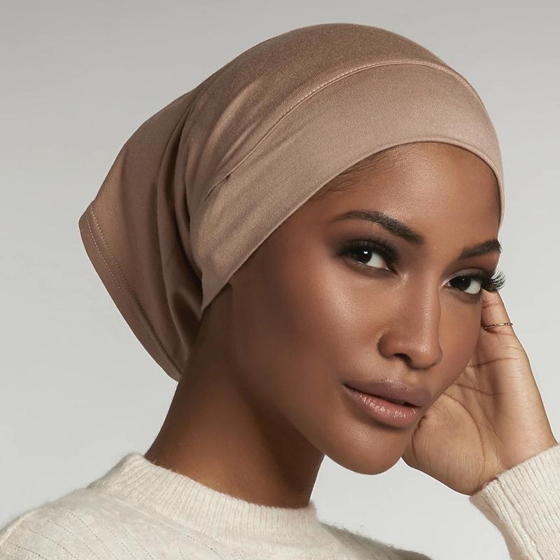 Hijab Jersey Muslim Women Under Hijab Cap with Ear Hole Inner Hijab Cap Round Forehead Underscarf Bonnet Turbante Mujer Hat