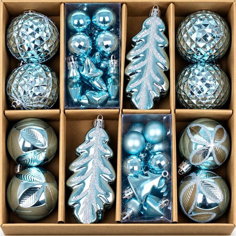 Feiertags-Kugel-Sortiment, 40-teilige Sammlung mit gemischten Oberflächen für Weihnachtsbaum, Kaminsims, Fensterbank und Veranda-Dekorationen