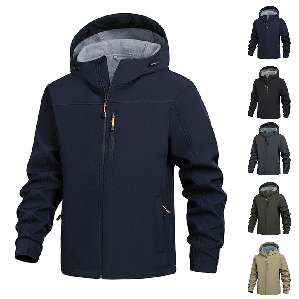 Men's Solid Color Outdoor Mountaineering Waterproof Windproof Fleece Jacket Outdoor Jacket