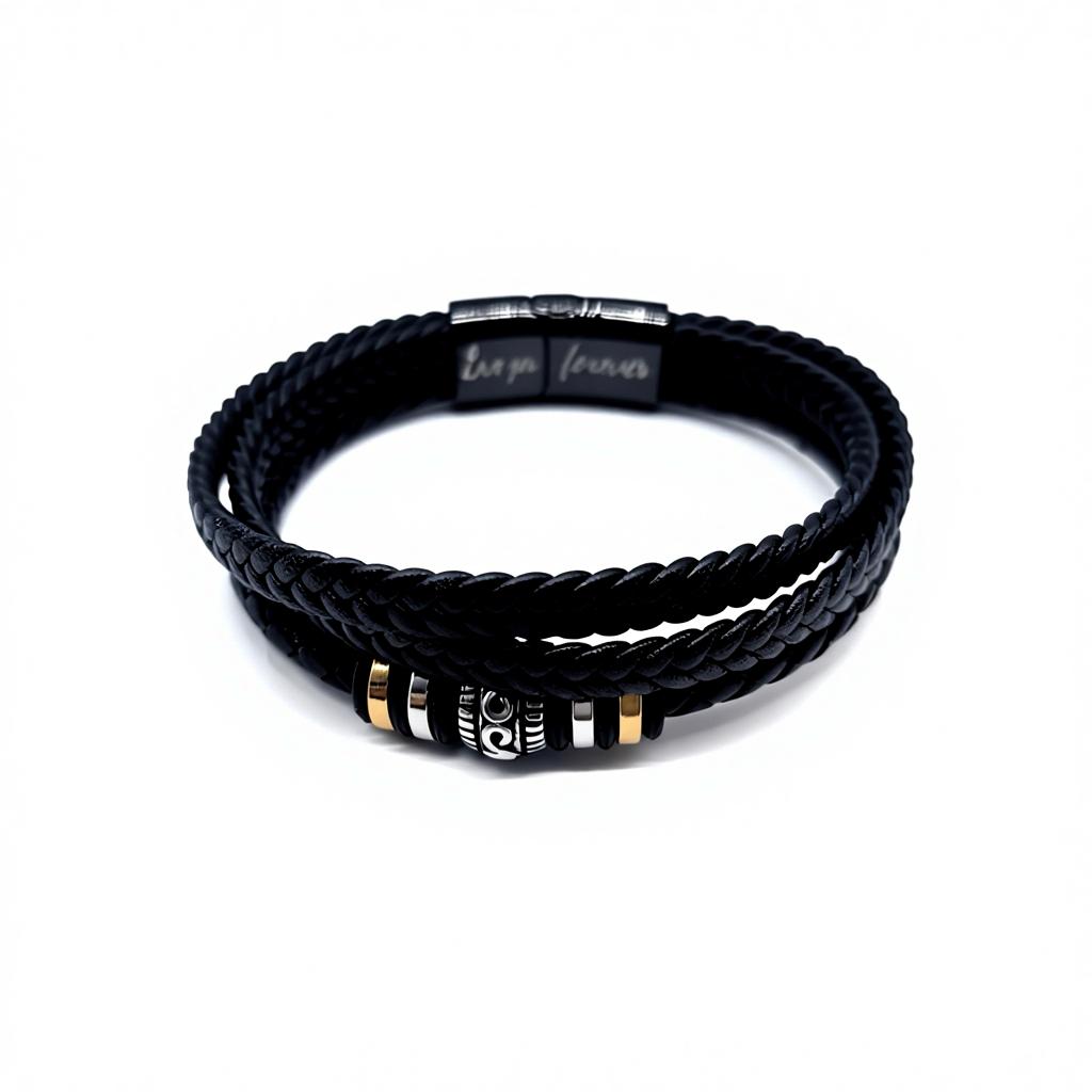 NEW HOT Wholesale Classic Retro Multi Layer Woven Rope Titanium Steel Magnetic Buckle Stainless Steel Leather Men's Bracelet
