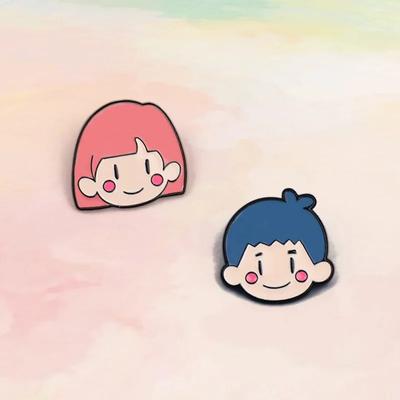 Cute Cartoon Girl Boy Brooches Metal Decorative Pins Student Pencil Bag Schoolbag Ornament Present for Kids