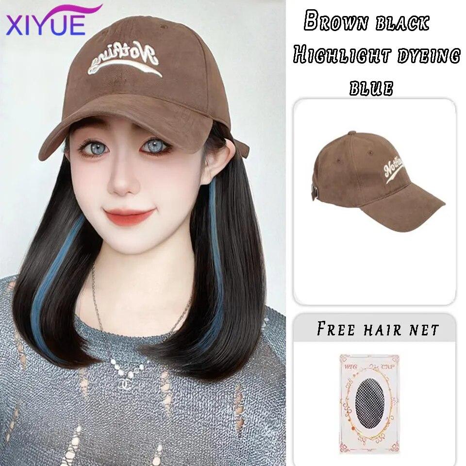 Kapelusz peruka kobiece długie włosy jednoczęściowy kobiecy fason leniwe lekko kręcone włosy czapka z daszkiem peruka pełne nakrycie głowy