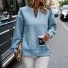 BFCCQB Women's Fashion Casual Solid Color Print Autumn Winter V-Neck Long Sleeve Hoodie