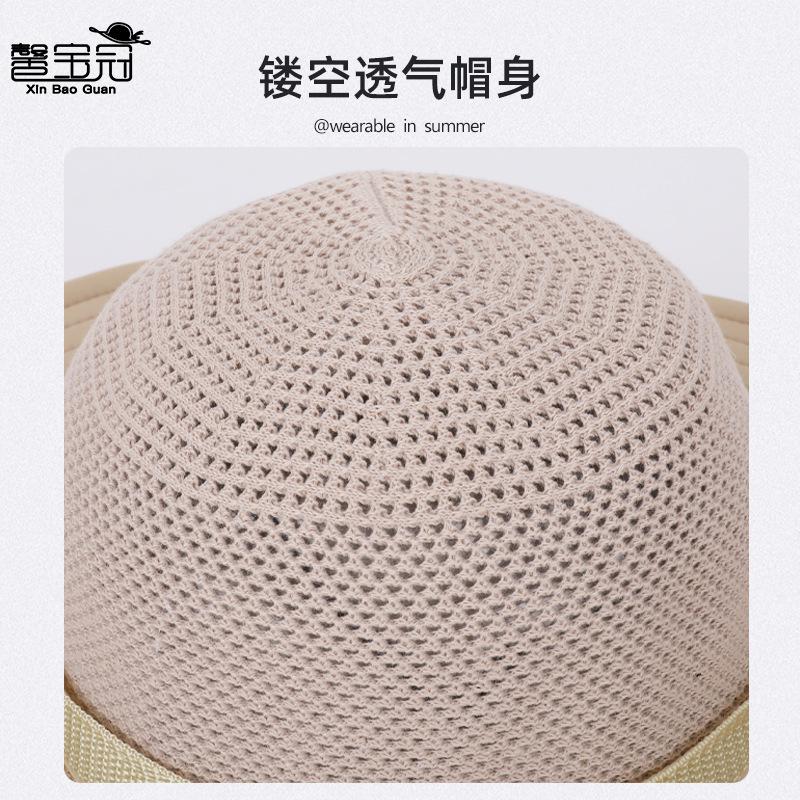 Summer hollow breathable sunscreen hat men's big head circumference versatile fashion bucket hat outdoor mountaineering fishing sun hat