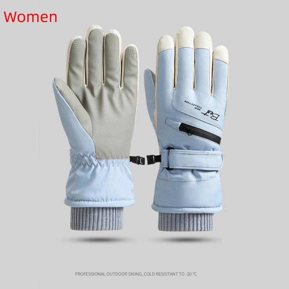 With Zippered Pocket Touchscreen Gloves Full Finger Motorcycle Gloves Windproof Ski Gloves  Camping