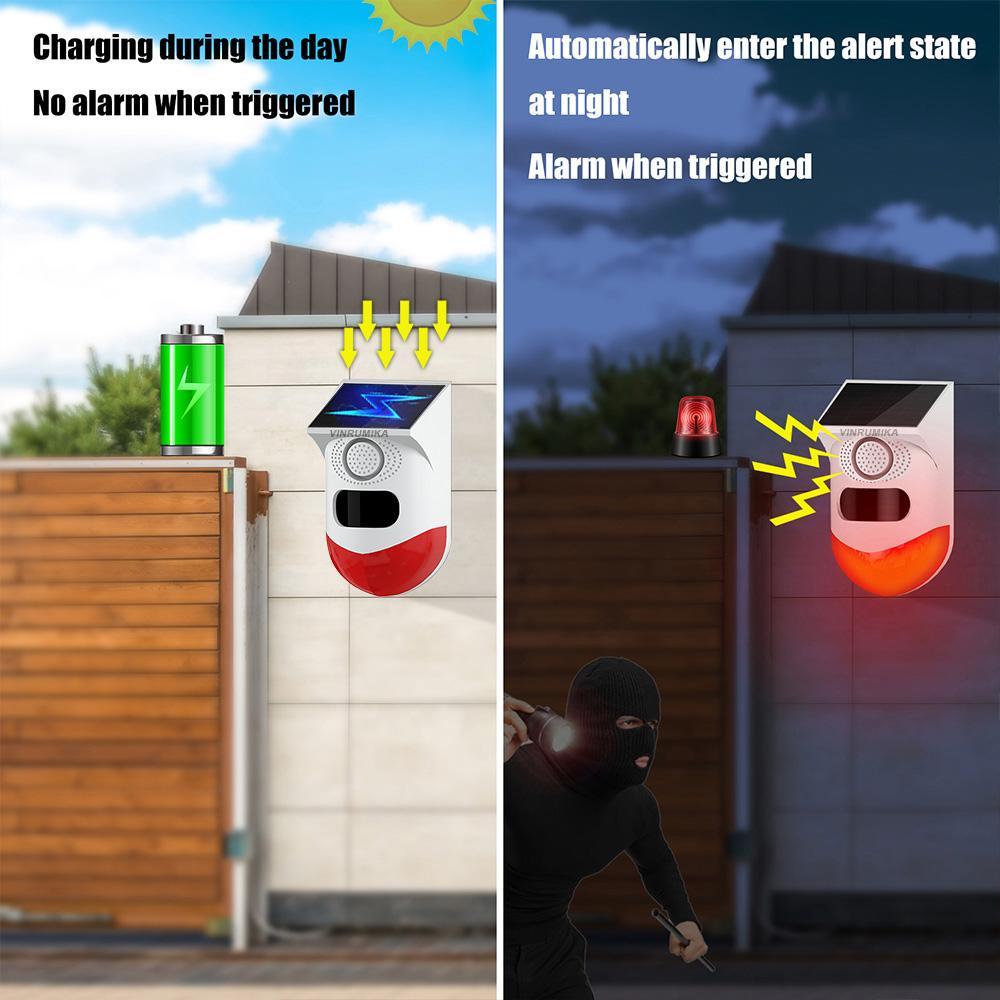 2in1 WiFi Tuya Smart Fernbedienung Outdoor Lade Sicherheit Sound Alarm Detektor Sensor Bauernhof Garten Solar Infrarot Sirene Solar