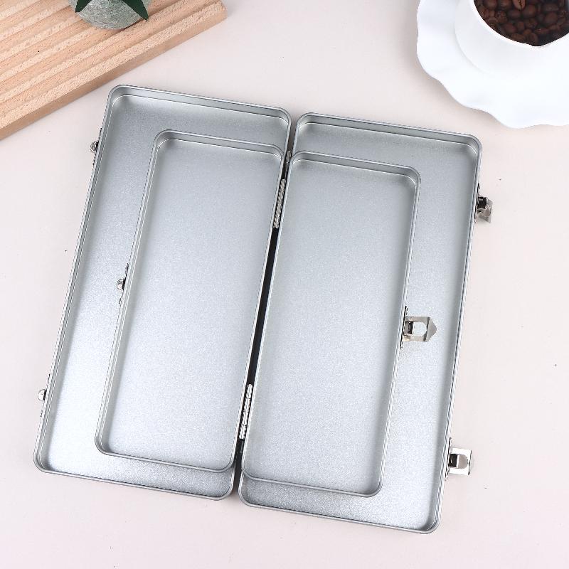 1Pcs Home Office Supplies Durable Silvery Gray Metal Rectangular Box With Lid-Ideal For Bills Cosmetics Storage