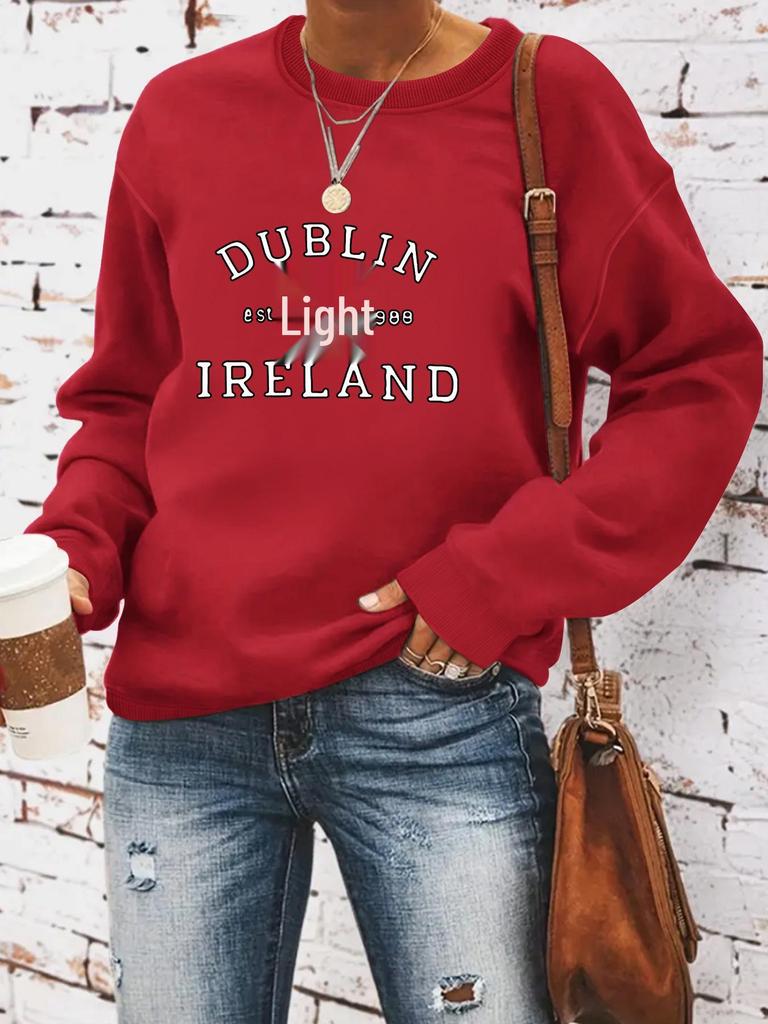 2024 Clover Print St. Patrick's Day Crew Neck Sweatshirt
