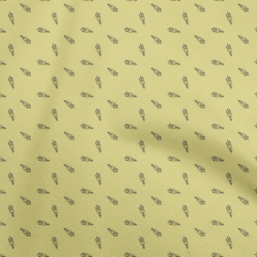 oneOone Cotton Flex Dusty Blue Fabric Retro Rocket Minimal Fabric For Sewing Printed Craft Fabric By The Yard 40 Inch