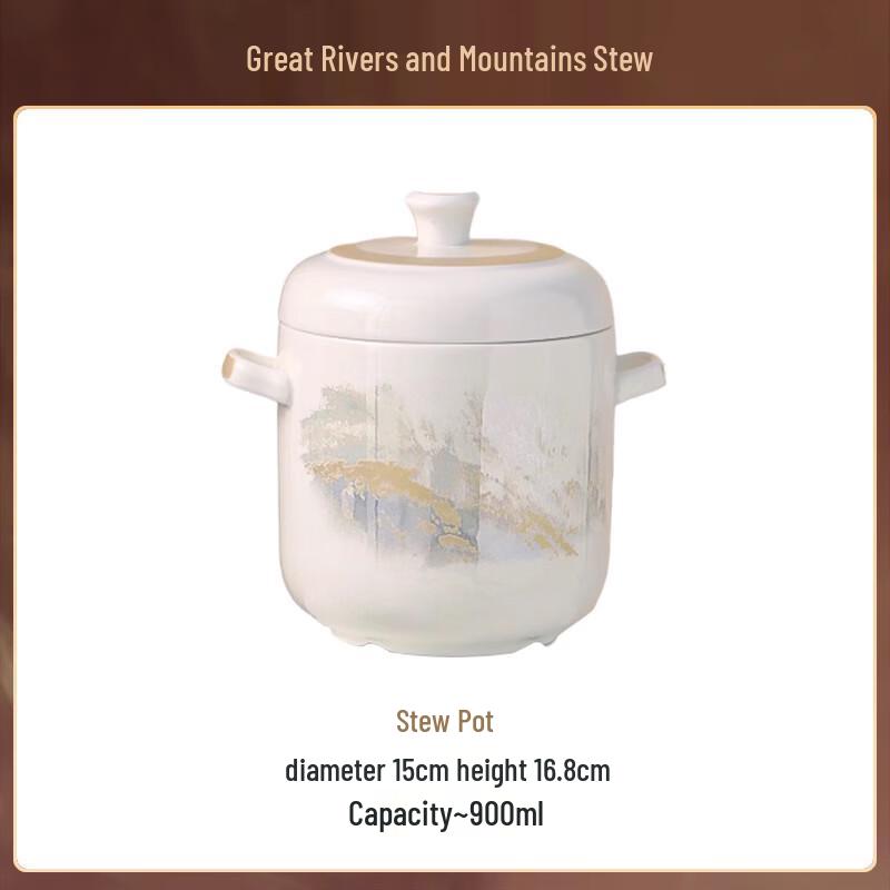 

Ceramic Double-Ear Stew Pot with Lid