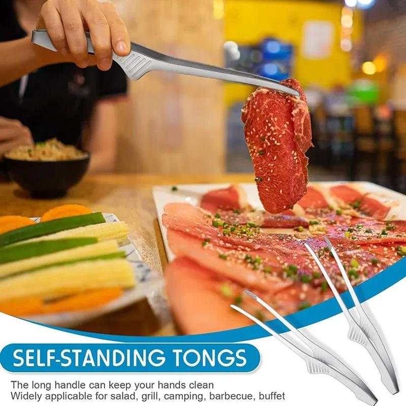 24.5cm BBQ Tongs Non Slip Cooking Utensils Stainless Steel Tongs for Serving Food, Salad, Camping, Barbecue, Buffet