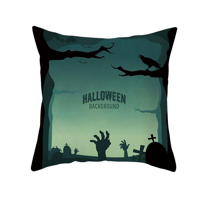 Halloween Theme Horror Pumpkin Bat Print Pattern Cushion Cover Home Living Room Sofa Decoration Square Throw Pillow Cover