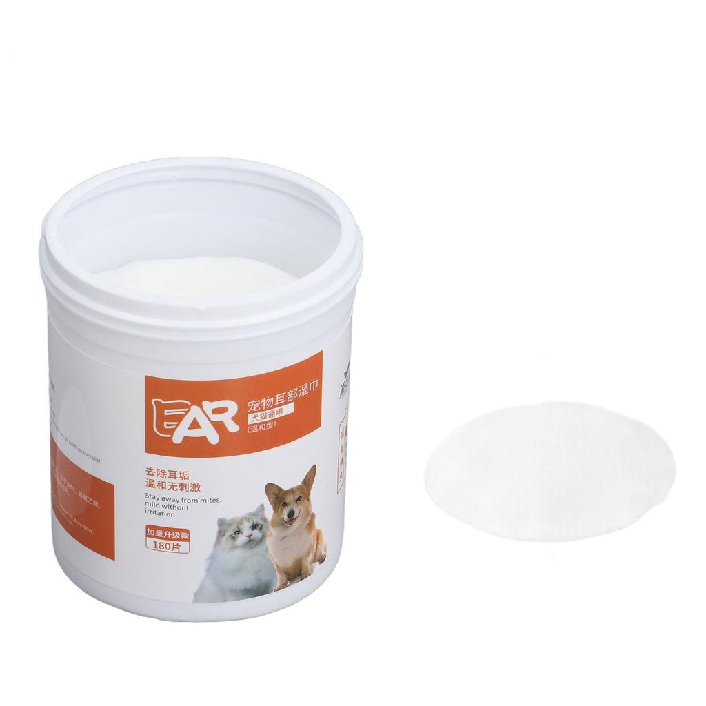 180pcs Dog Ear Cleaner Wipes Removes Wax Itching Odor Infections Hypoallergenic Pet Wipes for Dogs Cats Puppies Kittens