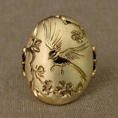 Hecheng Spring Swallow Flower Ring: Birdsong Fragrance Ladies' Ring