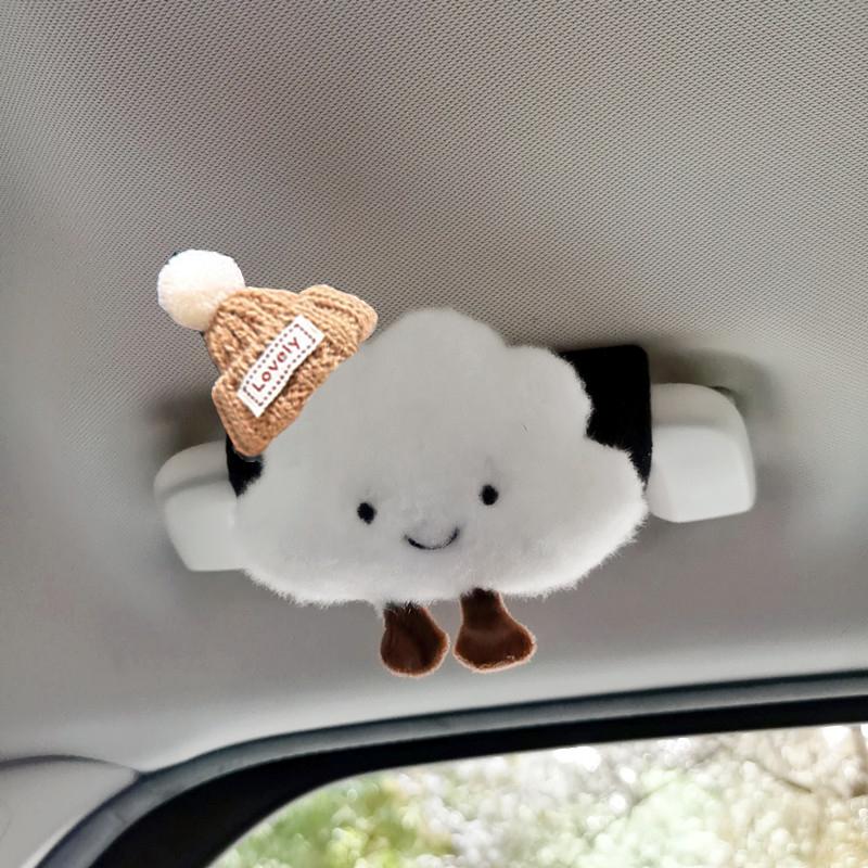 Cute Cartoon Bow Cloud Car Interior Door Handle Cover Universal Plush Handbrake Case Protector Auto Roof Holder Protection