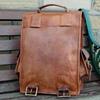 New Genuine Brown Men's Leather Goat Bag Laptop Rucksack Vintage Travel Backpack