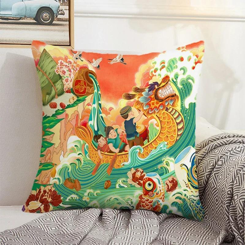 Decorative Sofa Cushion Cover 40x40 Chinese Style Landscape Pillowcase 50x50 Cushions Covers Car Decoration Pillow Home Decor