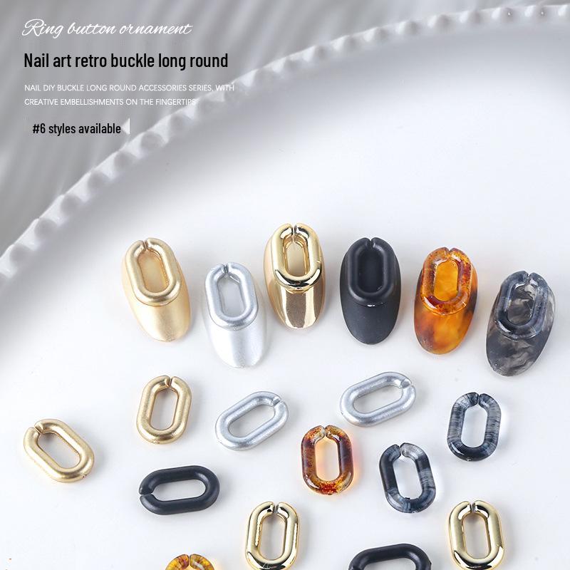 

Vintage Amber Matte Resin Nail Jewelry - Long Oval Mixed Frosted Accessories