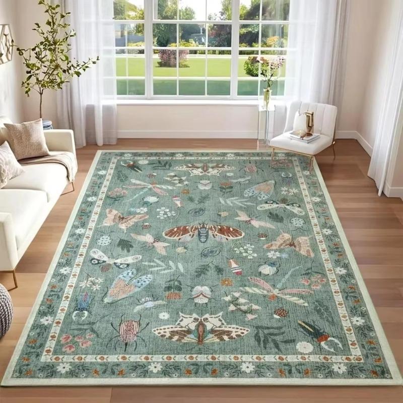 Elegant Plant Insect Print Area Rugs Carpet for Living Room Modern Soft Bedroom Non-Slip Rug Kitchen Table Floor Mat Doormat