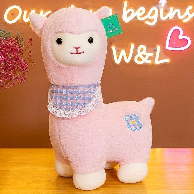 Cartoon Alpaca with Scarf Plush Toys Lovely Animal Sheep Alpacasso Plush Dolls Stuffed Soft Nice Birthday Xmas Gift