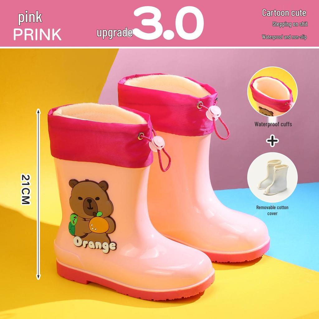 Wasserdichte gefütterte Gummistiefel für Kinder: Rutschfeste, kältebeständige Gummistiefel mit Kordelzug für Kleinkinder und ältere Kinder