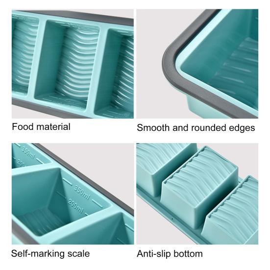 Silicone Food Storage Container with Lid Reusable Freezer Lunch Box Tray Divided Meal Prep Container for Kitchen