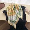 Chain Dot Printed Silk Like Small Square Scarf For Women Sun Protection