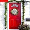 Blue Striped Snowman Snowflake Round Wooden Hanging Sign, 2D Flat Printed Christmas Wall Door Ornament, Winter Xmas Home Decor Gift