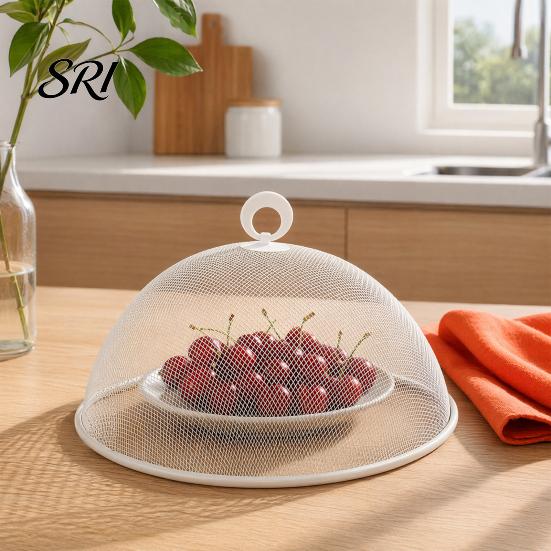 Tapa Redonda Metálica para Alimentos, Protector de Malla Fina, Cúpula Metálica Resistente para Pasteles al Aire Libre con Asa, Carpa de Malla a Prueba de Polvo para Barbacoa Picnic Ligera