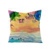 Summer Beach Style Throw Pillowcase Blue Cushion Cover Coconut Watermelon Print Linen Pillow Covers Home Decor Pillowslip