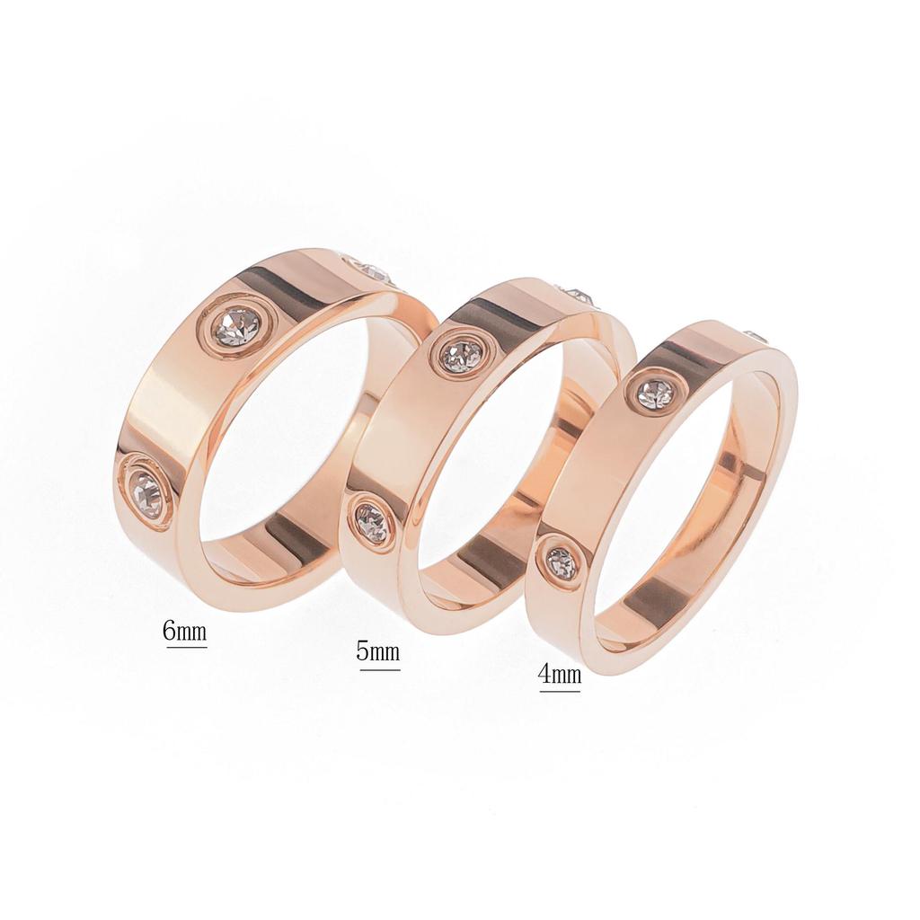 Titanstahl Partnerring für Damen und Herren mit Sechs Diamanten, Ins Stil, Farbechter Edelstahl Finger Schmuck.
