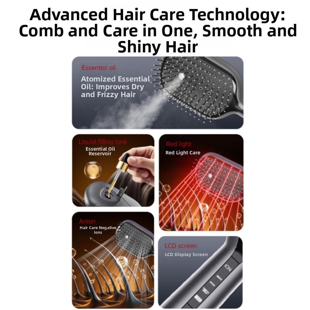 Multi-Function Red Light Spray Massage Comb Anti-Frizz 2-In-1 Misting Hair Brush Mother'S Day