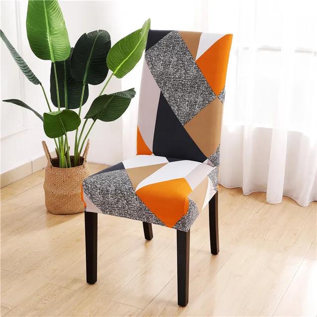 New Geometric Dining Chair Cover Spandex Elastic Chair Slipcover Case Stretch Chair Covers for Wedding Hotel Banquet Dining Room