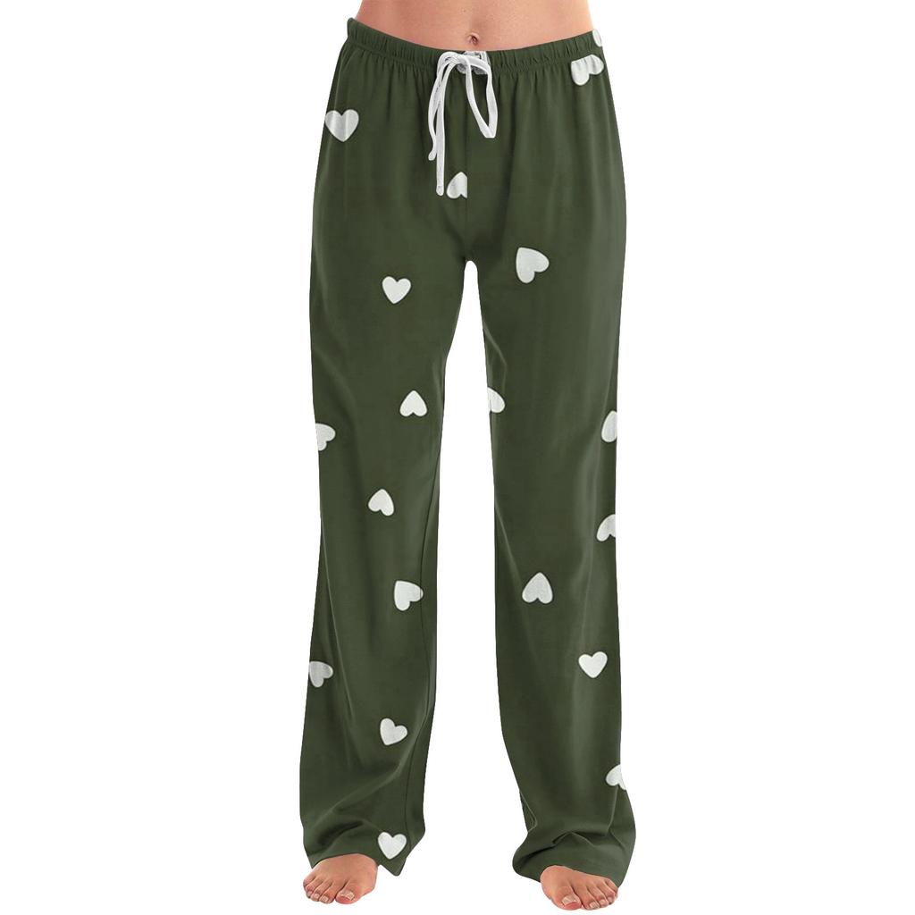 Dámské pyžamové kalhoty na spaní ležérní kalhoty se stahovací šňůrkou v pase pohodlné rovné kalhoty na jógu volné