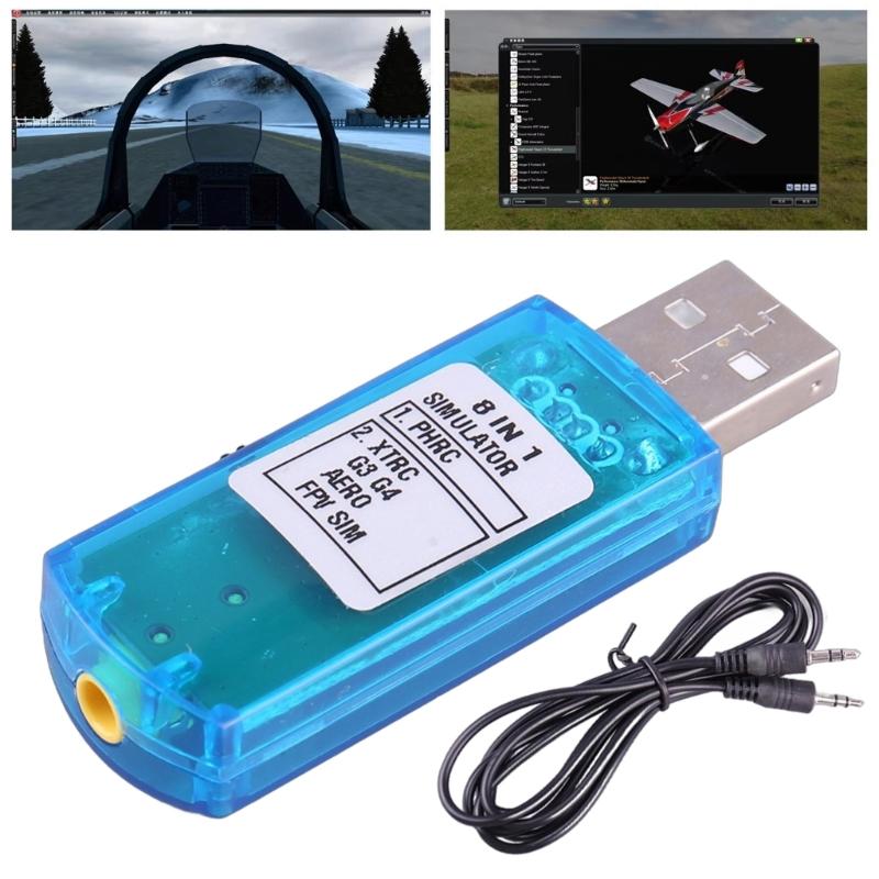 8 In 1 USB Flight Simulators FPVs Aircraft Helicopter Controllers with Cable for Learning & Practicing Flying Skill