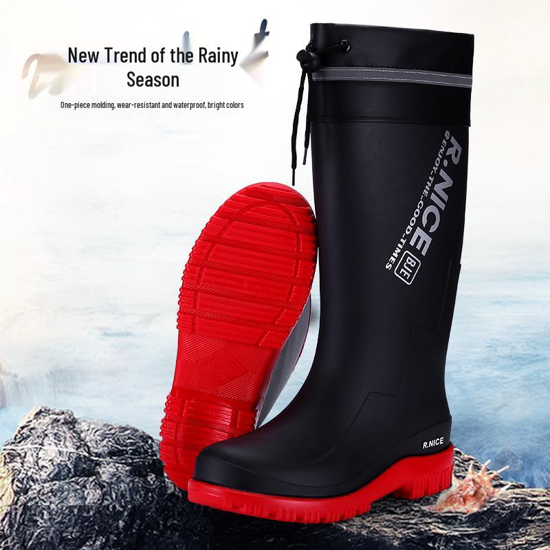 Men's British-Style Non-Slip Warm Rain Boots - 2024 Korean-Inspired Comfortable Long Boots
