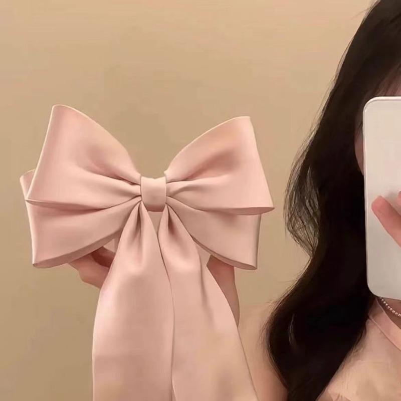 French High End Satin Bow Hair Clip Oversized Headpiece