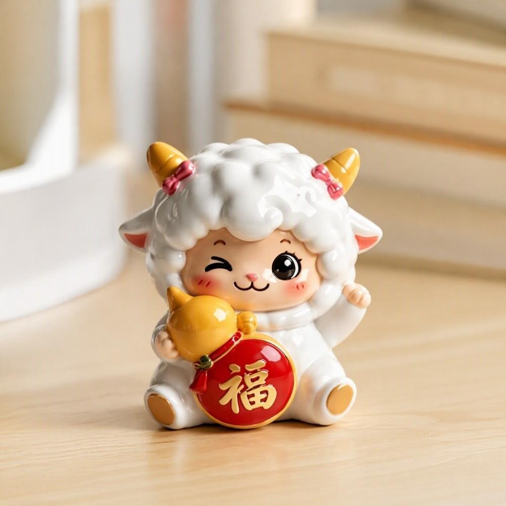 Resin Year of The Goat Ornament Cute Design Mascot Ornament Zodiac Figurines Spring Festival