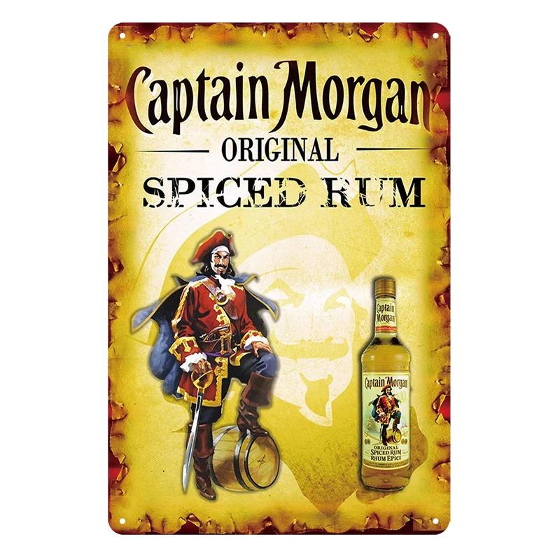 Vintage Metal Sign Rum Brand Retro Tin Sign Captain Morgan Funny Poster Decor for Bar Pub Club,Man Cave Wall Art Decoration