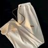 Mid-rise Elastic Waistband Men Pants Drawstring Pockets Ribbed Fast Drying Summer Ultra-thin Ice Silk Casual Trousers Streetwear