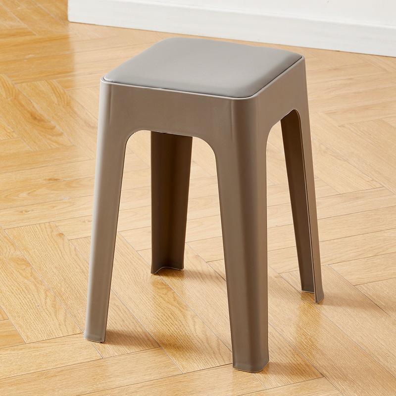 Stackable Non-slip Upholstered Plastic Stool for Dining, Living Room & Storage