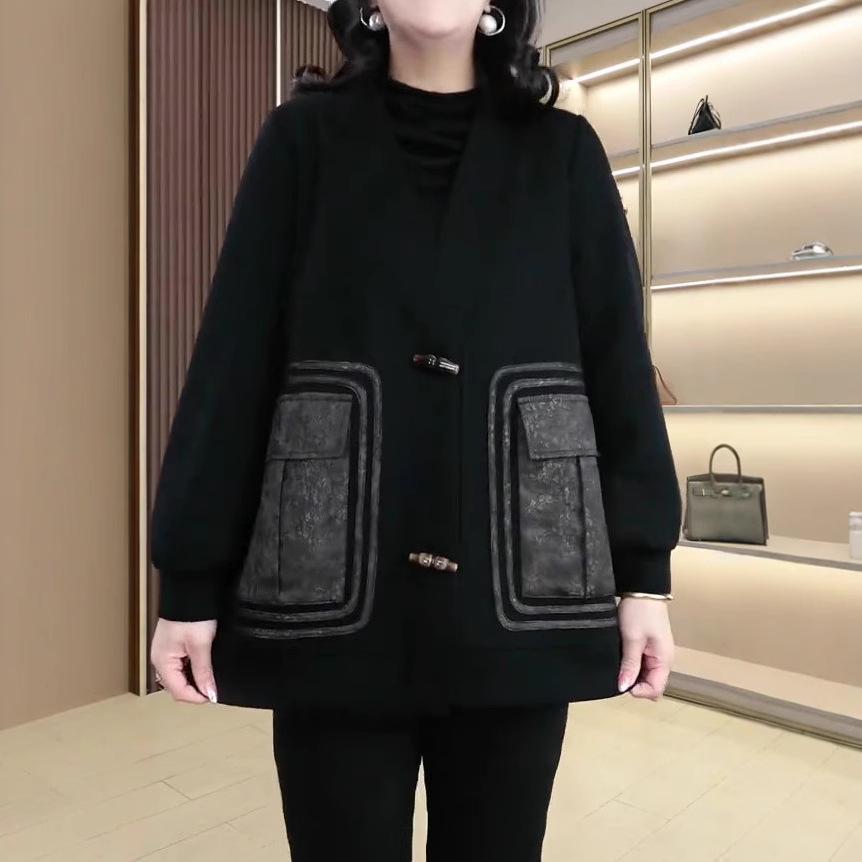 2025 Spring Plus Size Loose Sweatshirt with Large Pockets for Middle-Aged Women - Casual Influencer Hot Seller