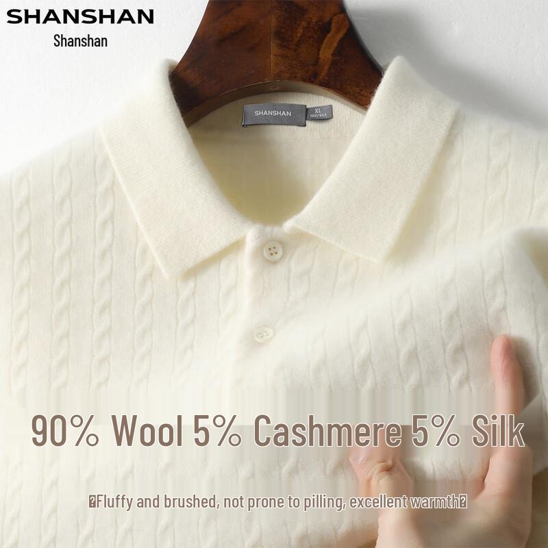 Shanshan Men's 90% Wool Cashmere Silk Blend Warm Pullover Sweater