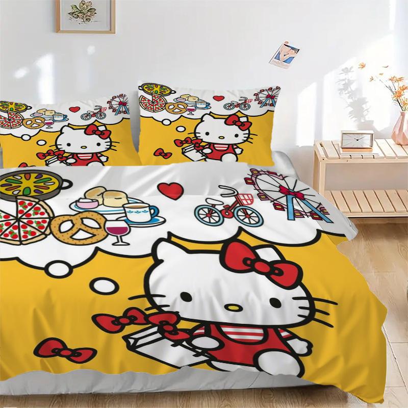 Hello Kitty'S Sweet Dreams Print 3Pcs Bedding Setduvet Cover With 2 Bedropillowcase Home Birthday Gift